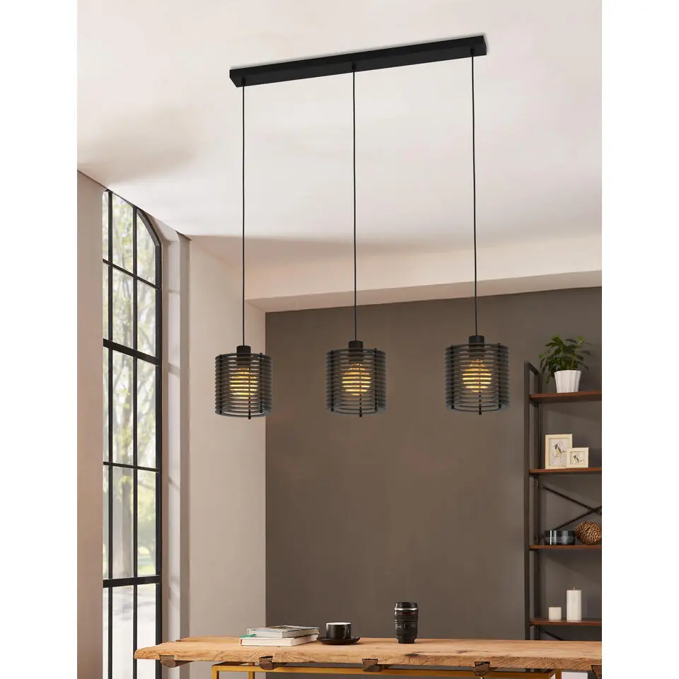 EGLO Segovia Hanglamp - E27 - 88 cm - Zwart - Hout