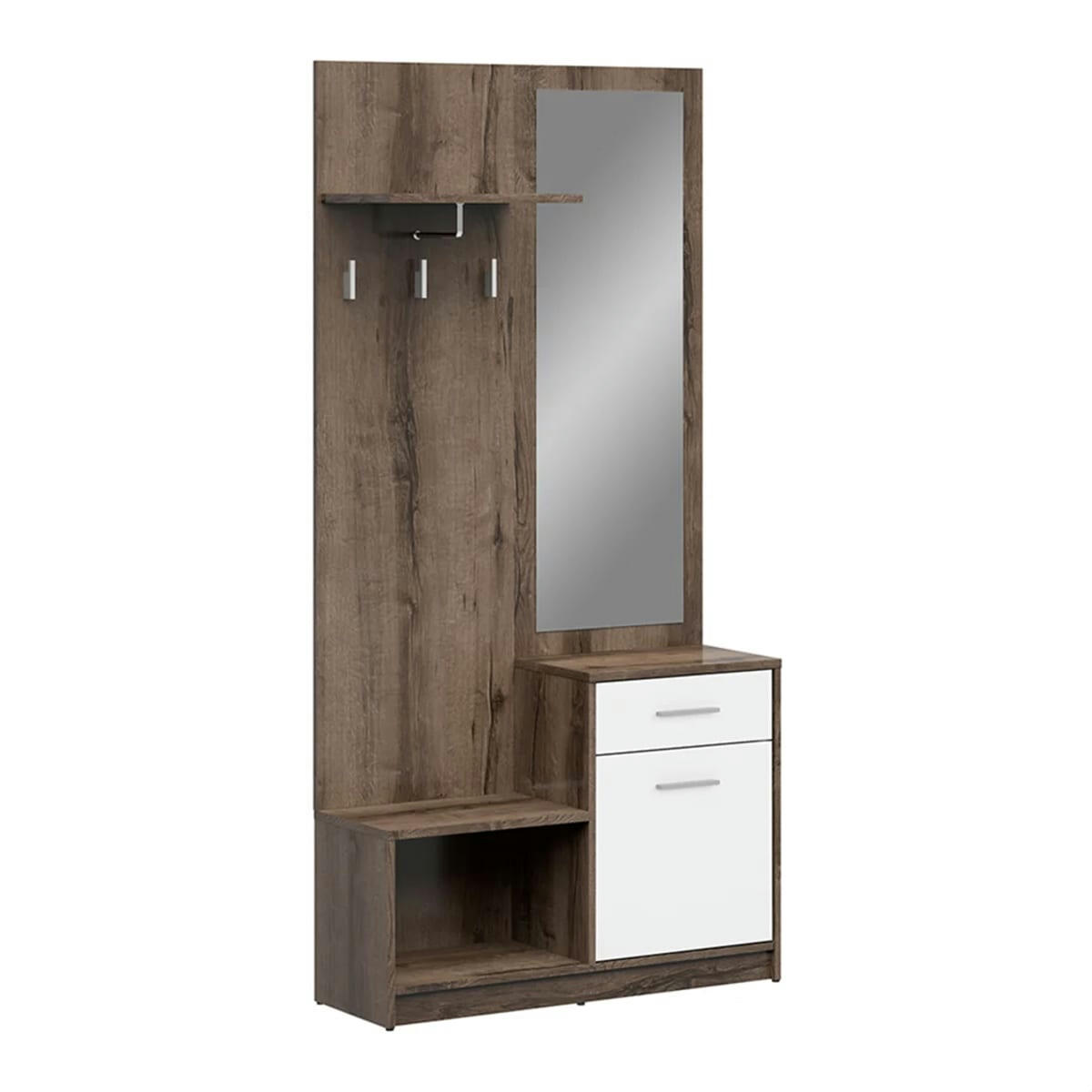 - Meuble entrée stratifiés naturel foncé et blanc