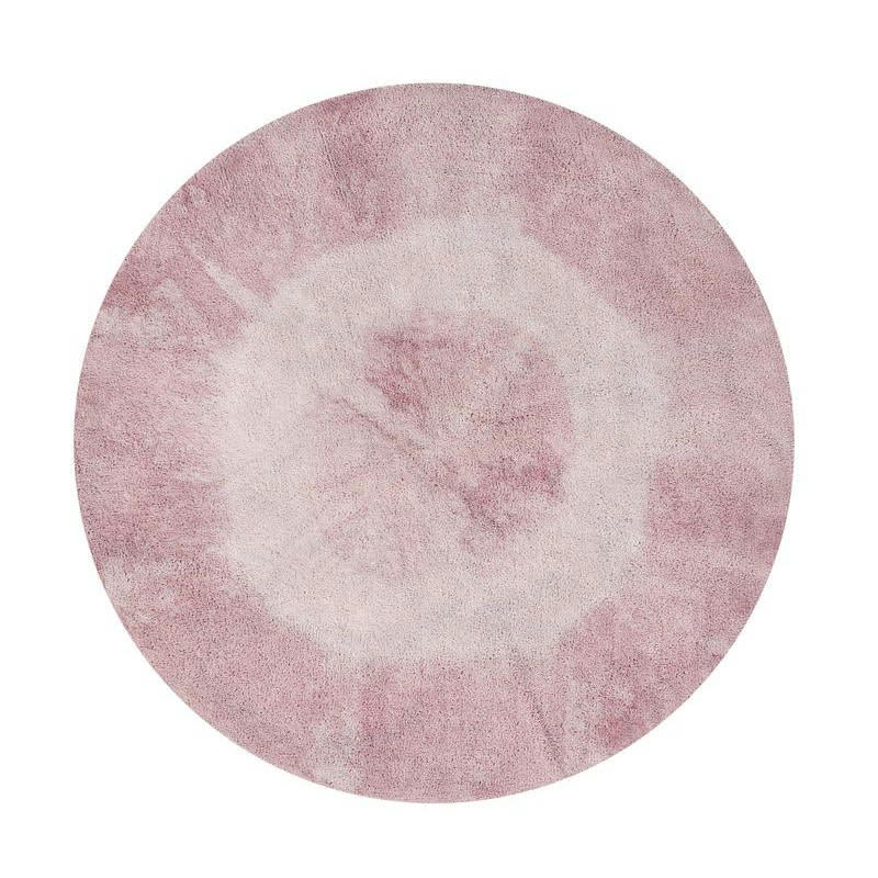 DÉGRADÉ - Tapis coton rond dégradé rose vintage D150