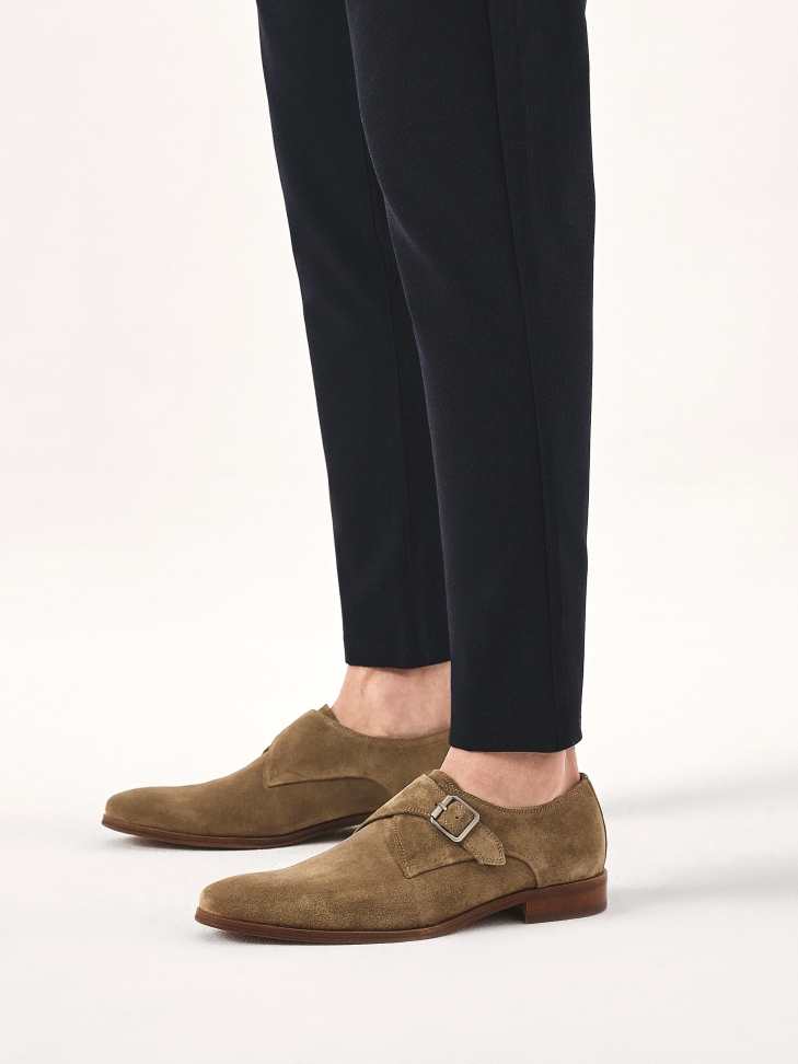 Suede monks in brown color