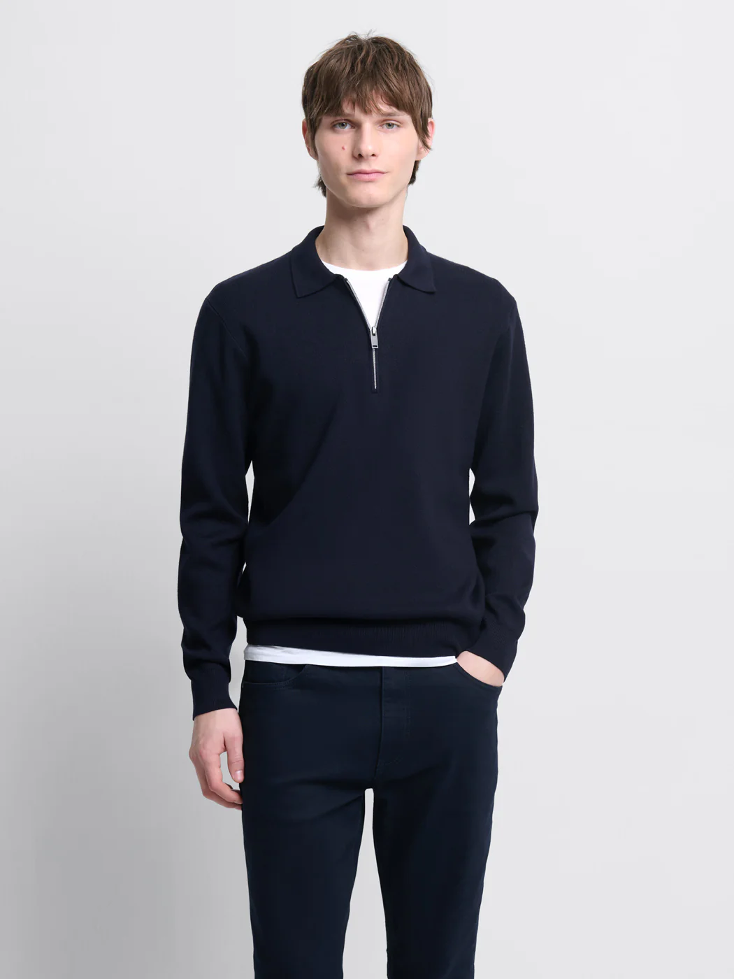 Pull col polo zippé en viscose certifiée