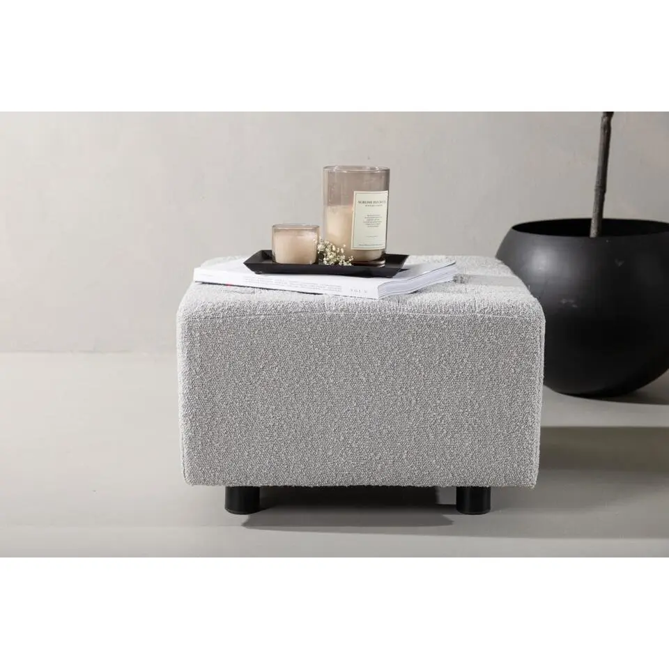 Svea - Sol hocker - boucle - lichtgrijs