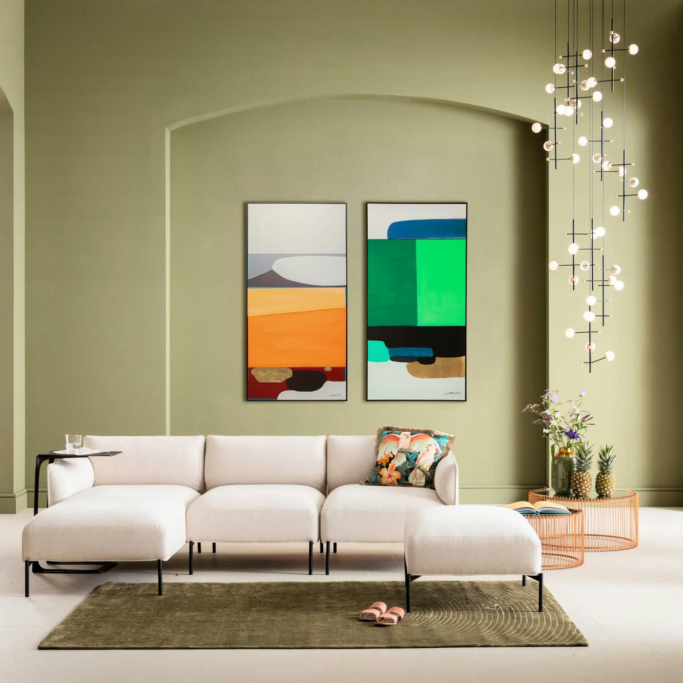 ABSTRACT SHAPES - Peinture Frame Abstract Shapes verte 73x143cm Kare Design