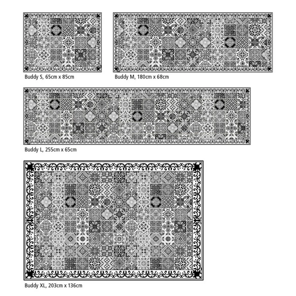 Vinyl Teppich »Ole«, BxL:255 cm x 65 cm, schwarz|weiß|grau