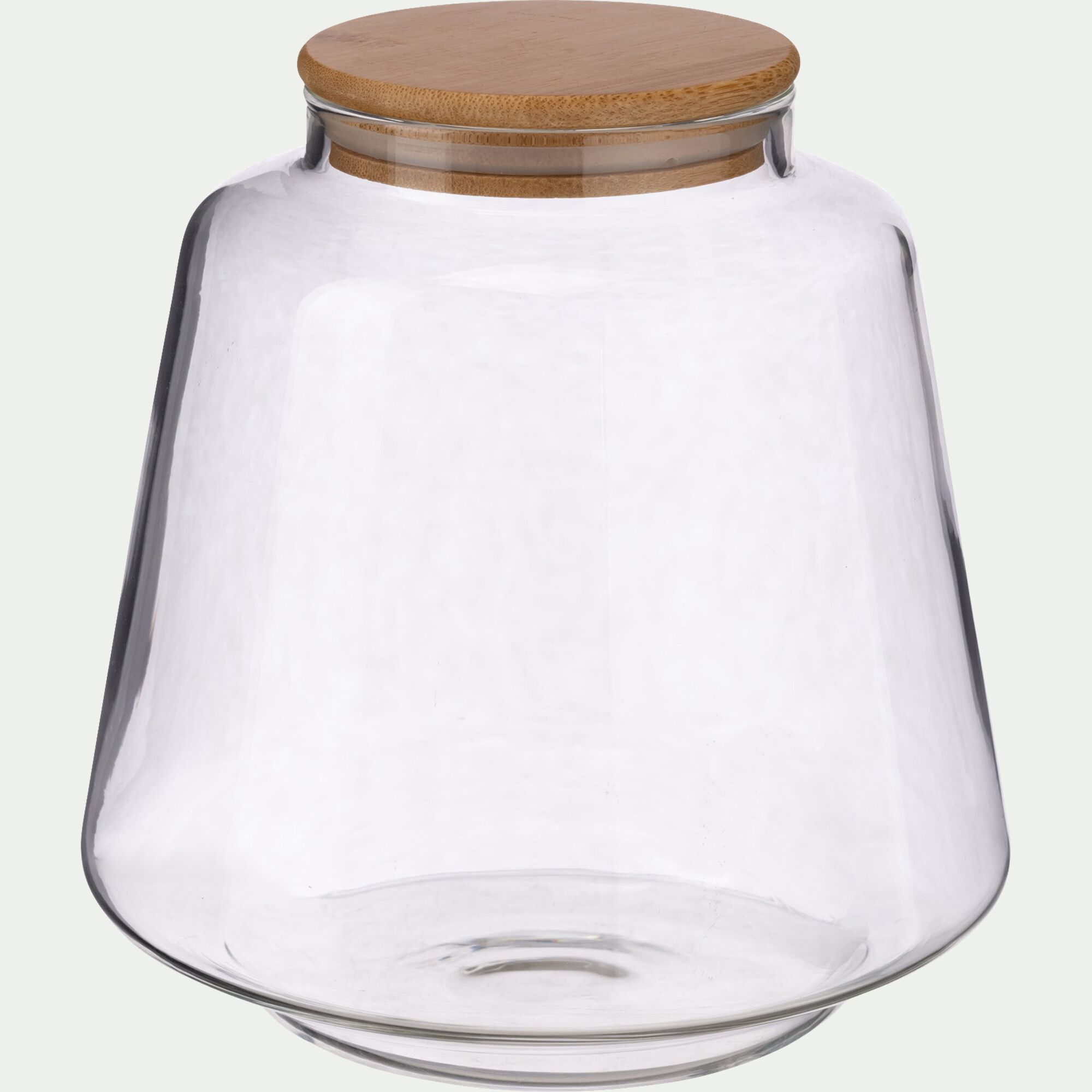 BOMBI - Bocal conique en verre avec couvercle en bambou 2,2L - transparent