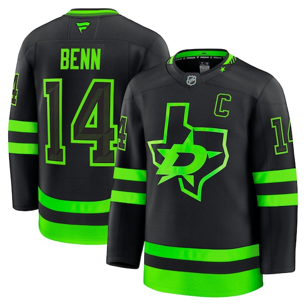 Jamie Benn Dallas Stars  Alternate Premium Jersey - Black/Kelly Green