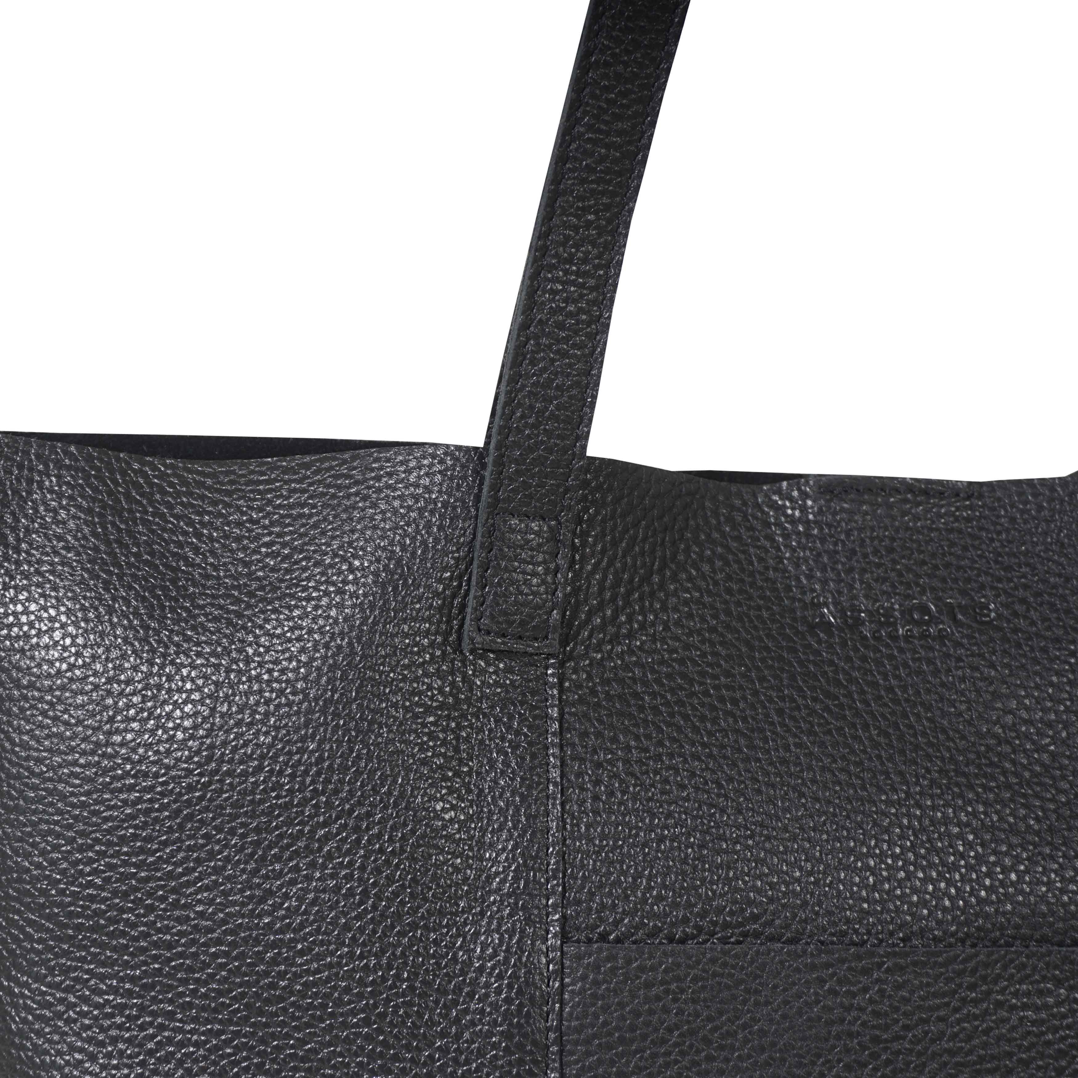 Assots London MAISIE' Real Pebble Grain Leather Unlined Shopper Tote Bag