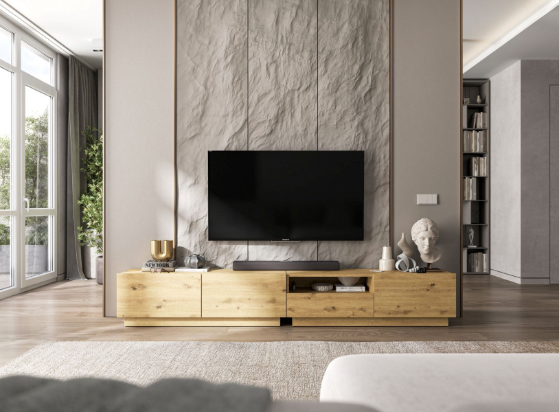 Szafka RTV Industrialna szuflada dąb Artisan Loft 240 cm