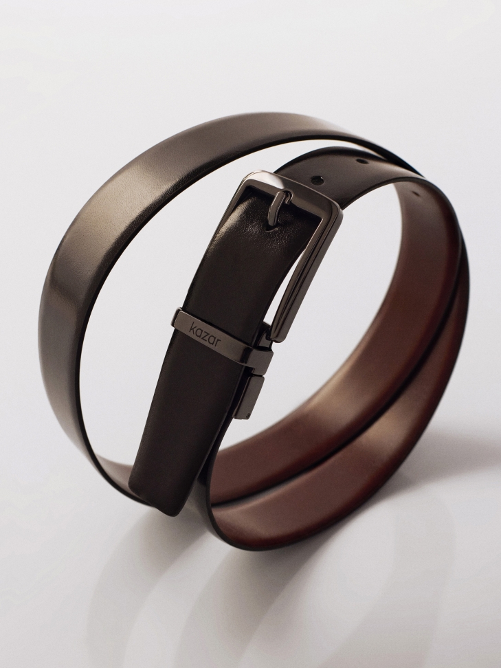 Brown and black double-sided belt