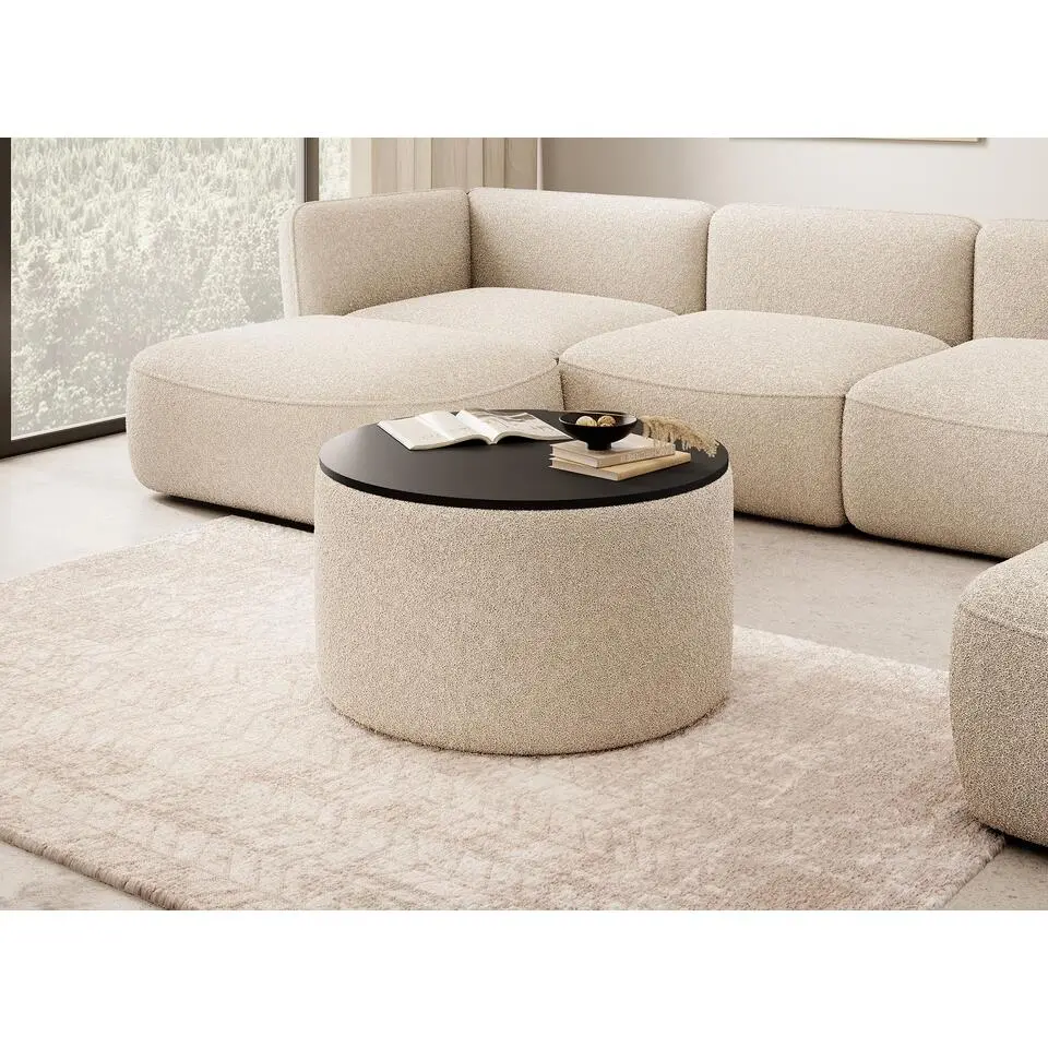 Meubella - Salontafel Marcio - Beige teddystof - Boucle - 75 cm