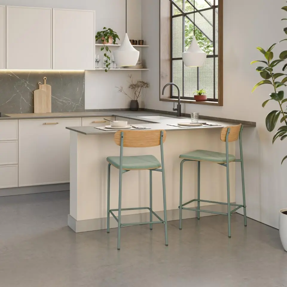 Calicosy - ADRIANA Set van 2 krukken - Grijs - 48x42x66 cm