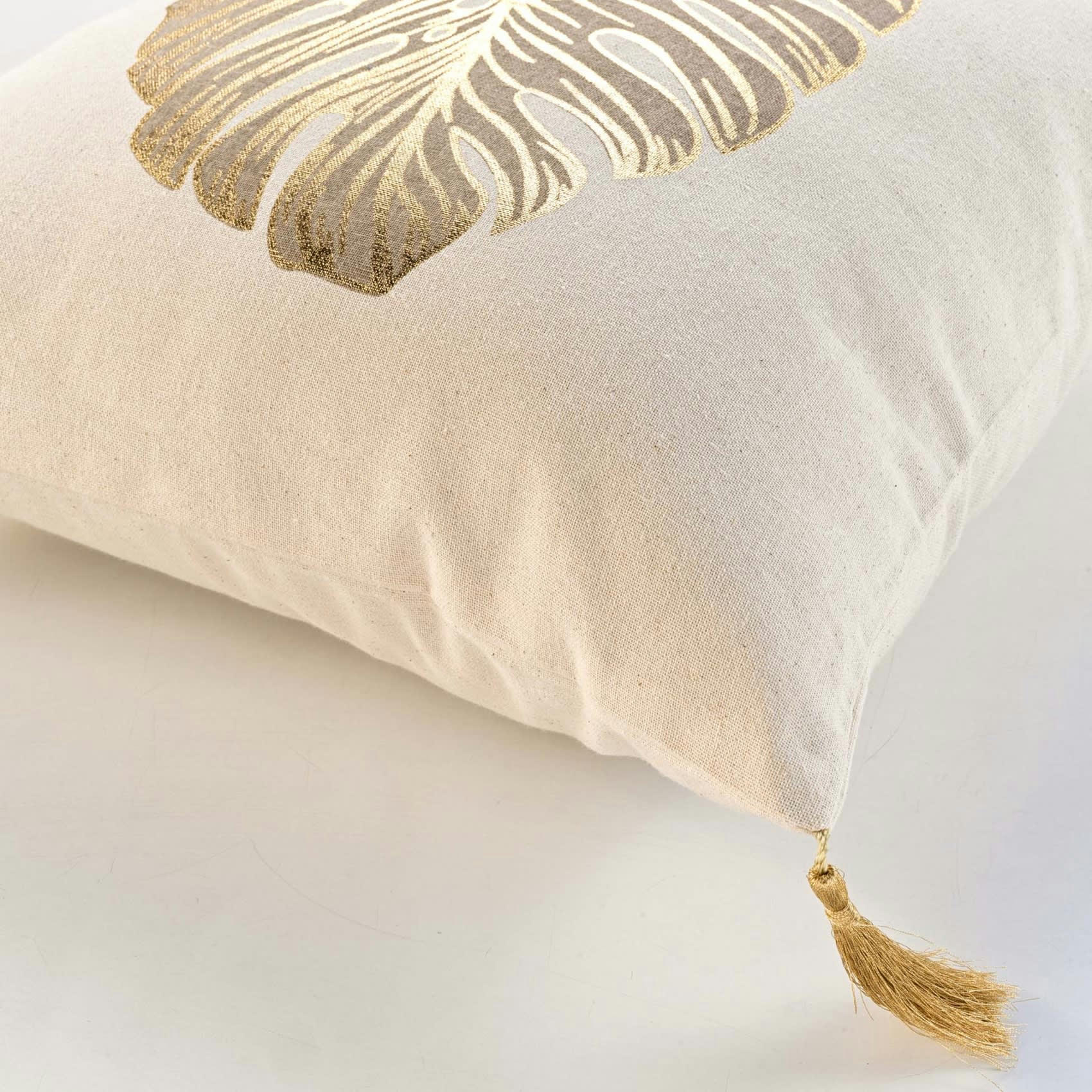 - Coussin en coton au style nature dorée naturel 40x40 cm