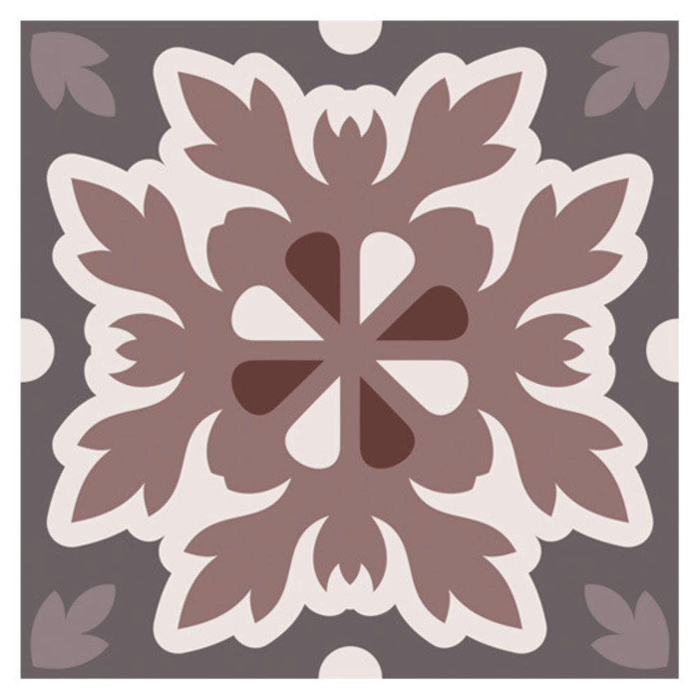 - 6 stickers carreaux de ciment marron 15x15cm