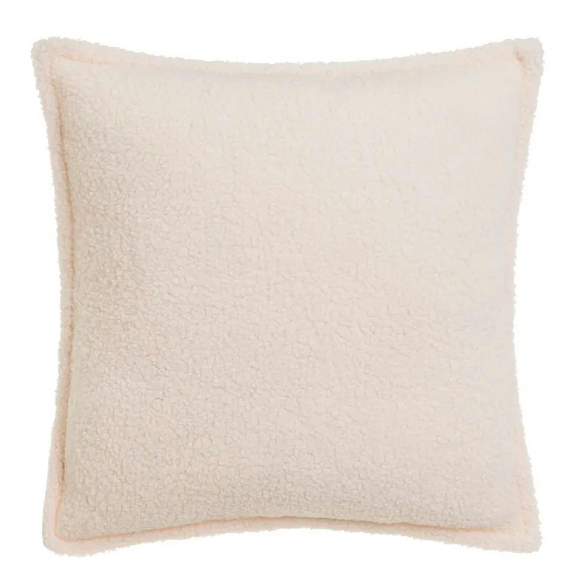 - Coussin carré tissu sherpa écru 45x45cm