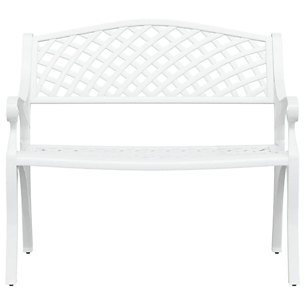 Banc de jardin meuble de patio aluminium blanc Helloshop26