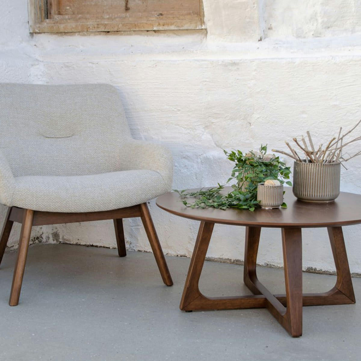 SOMIA - Table basse ronde en bois mélangé 75cm