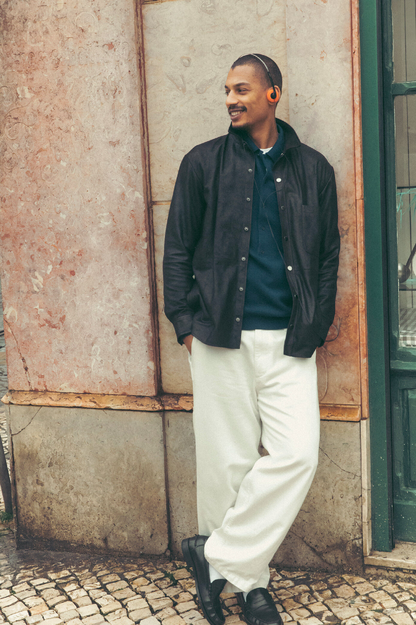 Jean barrel blanc patte ajustable dos Homme