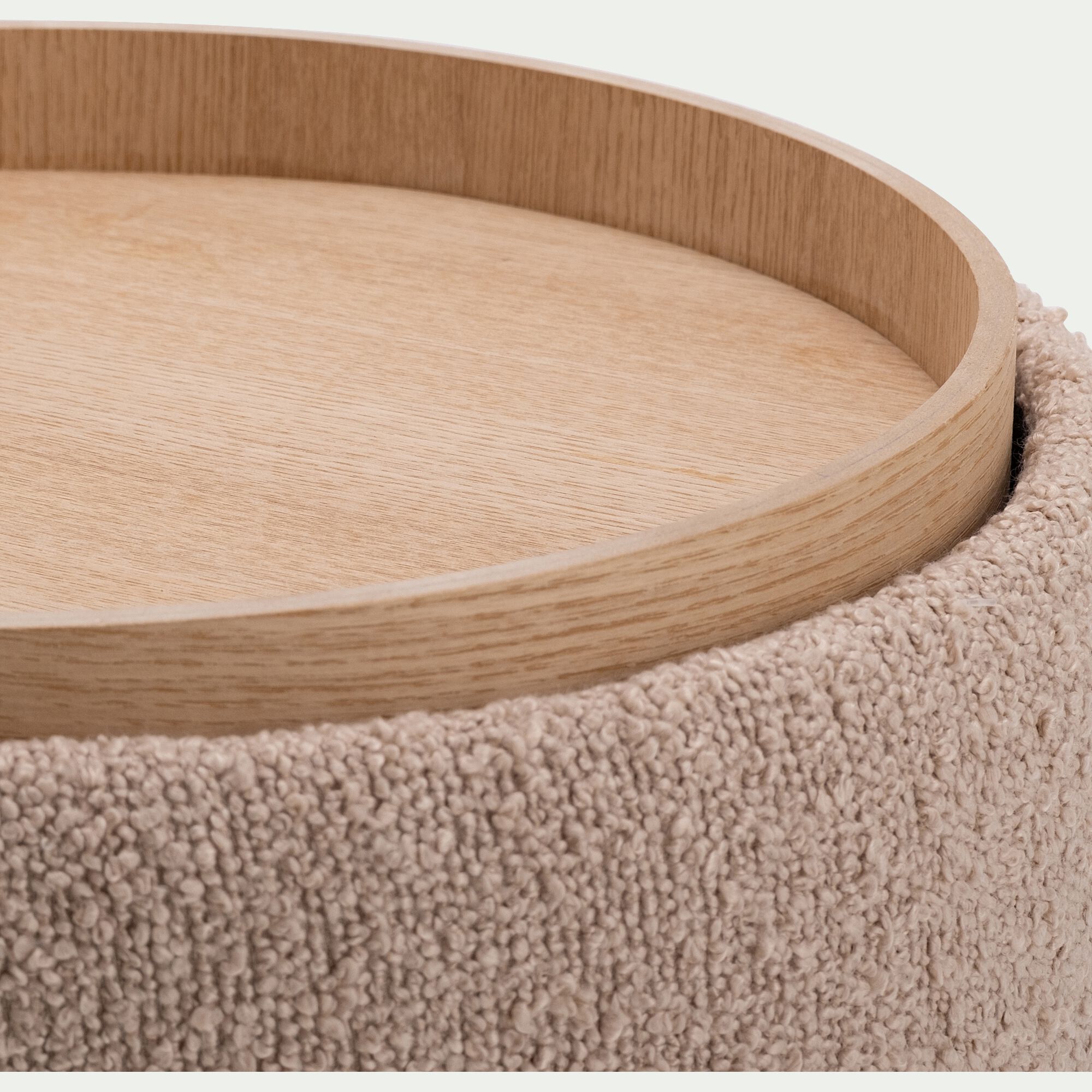 SIELLE - Pouf en tissu avec coffre de rangement H40,5cm - beige