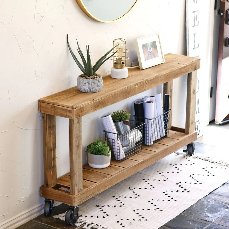 Natural 60 Luxe Console on Wheels