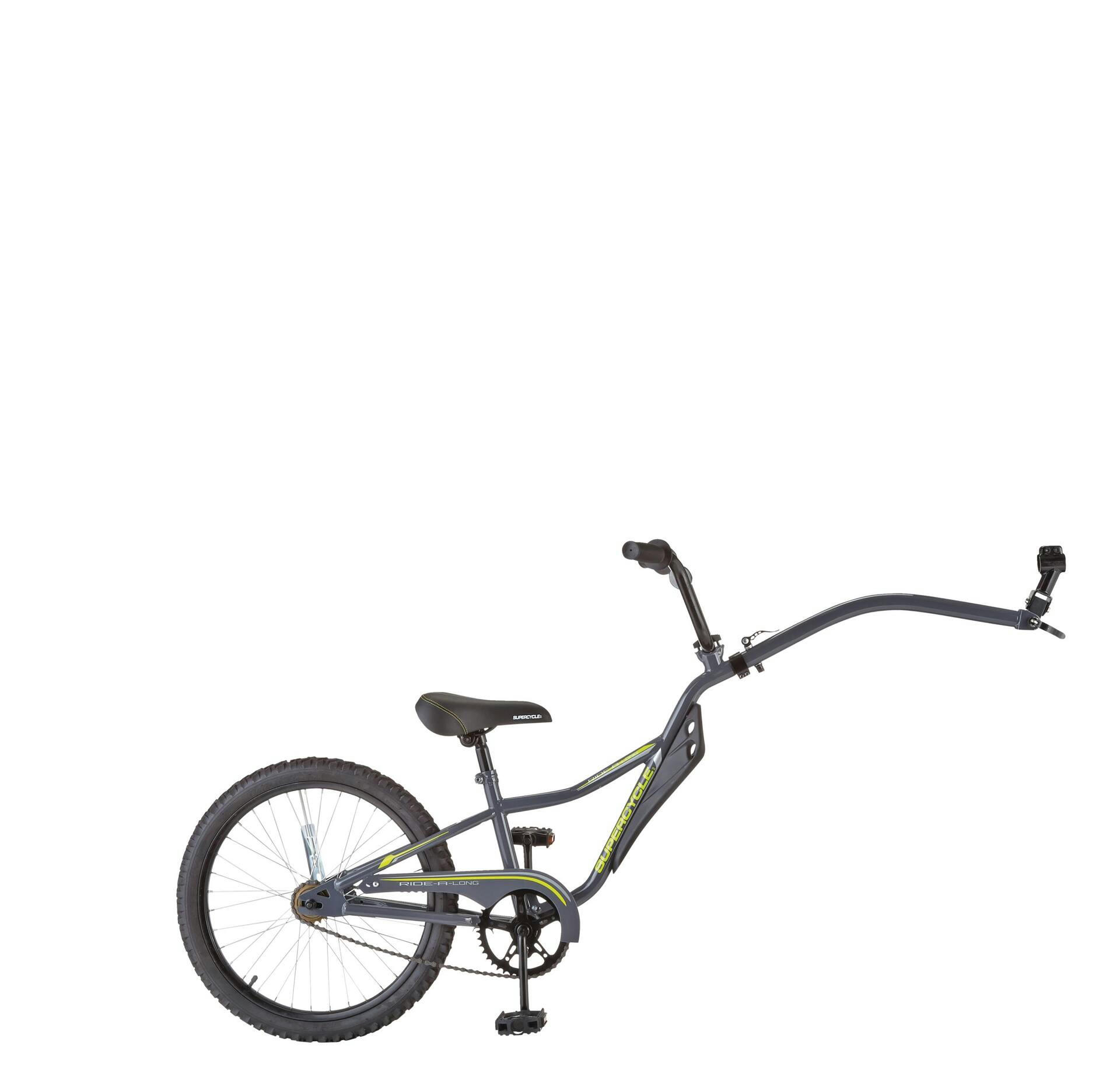 Supercycle Ride-A-Long Bike Trailer/ Co-Pilot Bike Trailer, 20-in Wheels, Kids, Grey