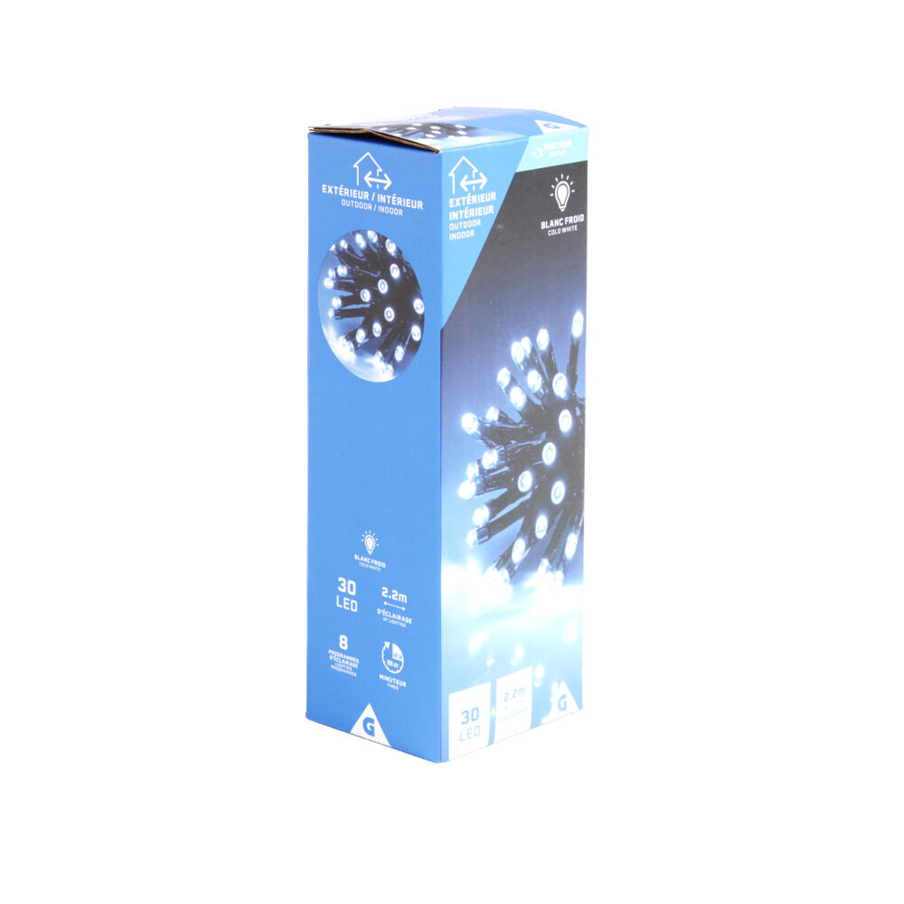 Guirlande lumineuse extérieur 30LED blanc froid 2,2m