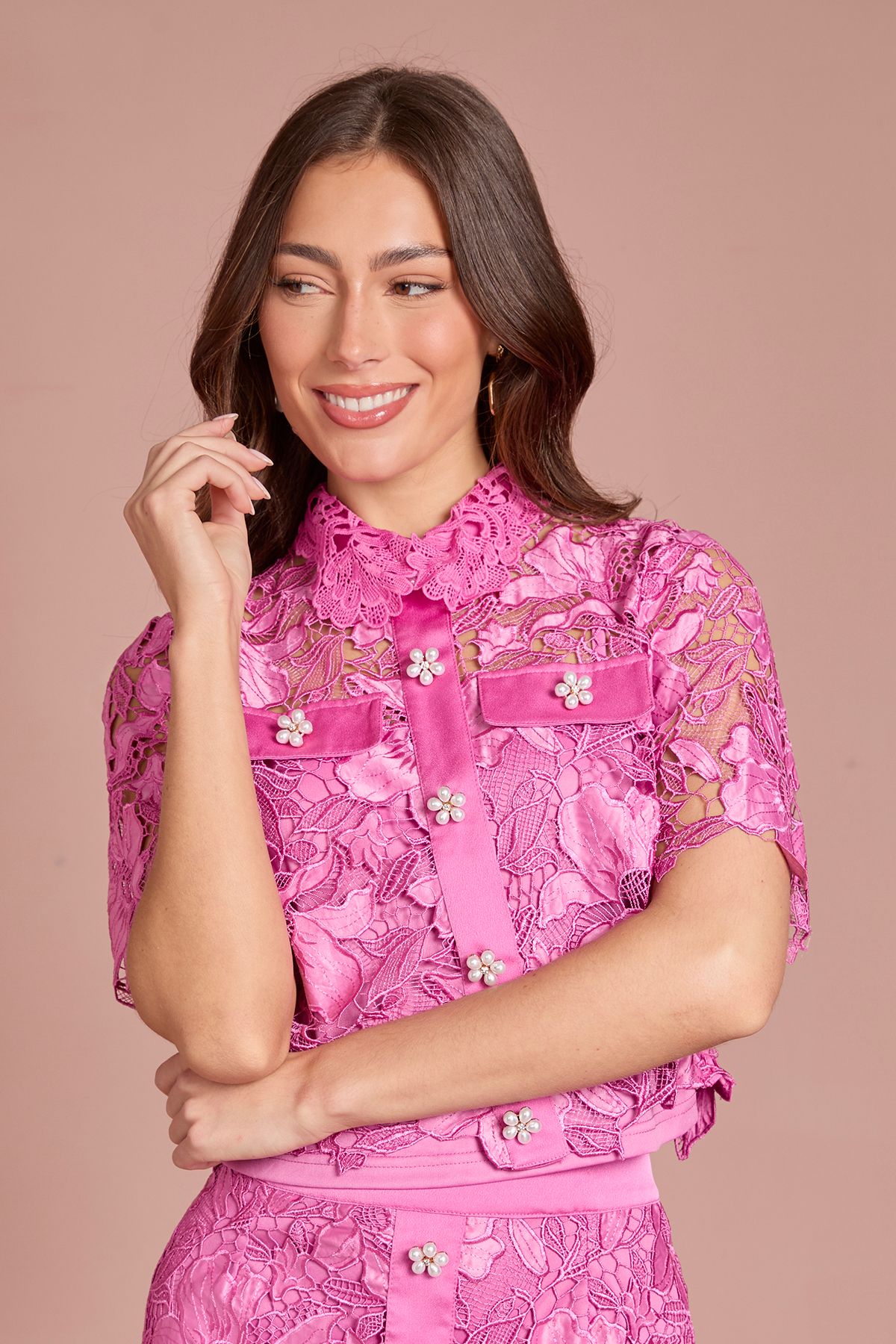Coast Lace Pearl Button Shirt