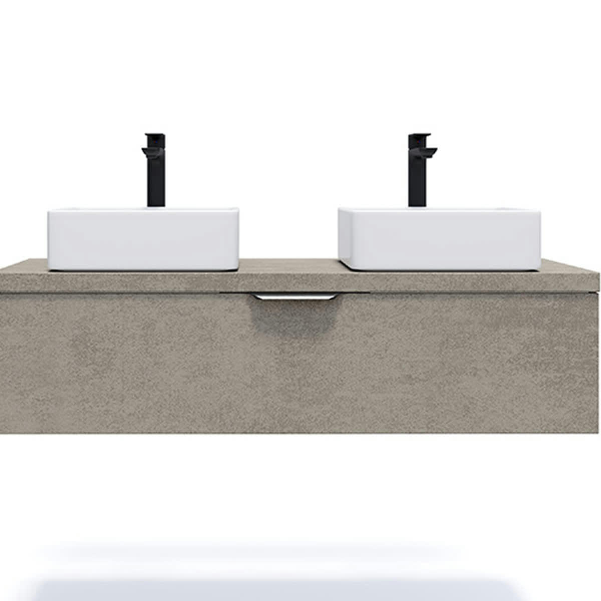 VENICE - Meuble salle de bain 2 vasques posées 120cm 1 tiroir Béton