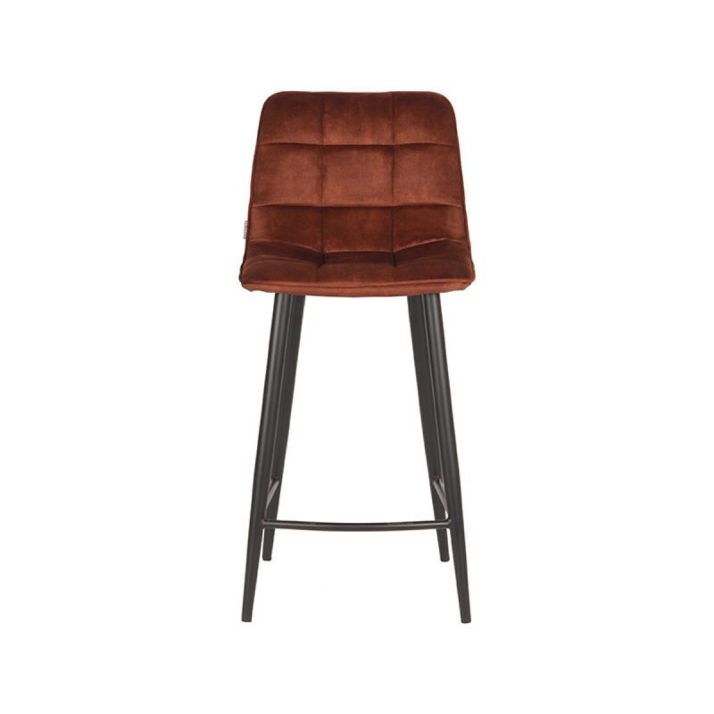 LABEL51 Barstoel Jelt - Bruin Velvet - Zithoogte 65cm - Set van 2