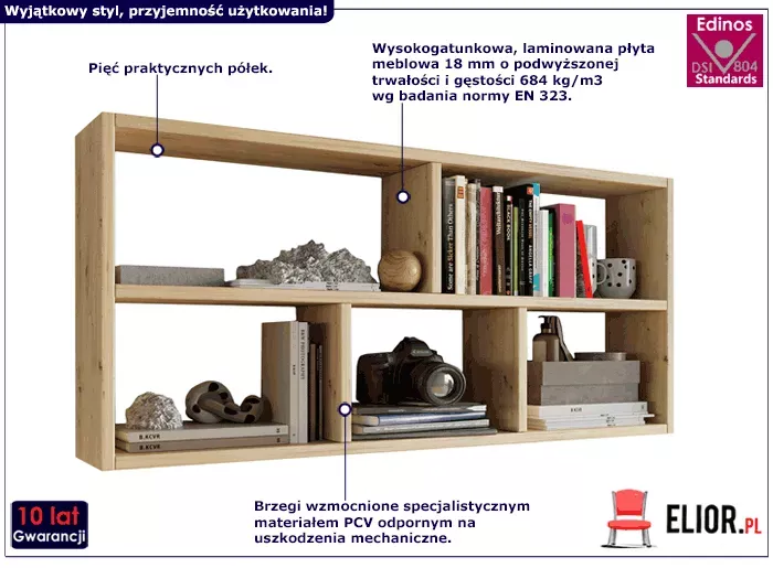 Minimalistyczna półka ścienna na książki artisan - Zynix