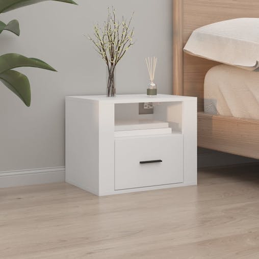 NNEVL Wall-mounted Bedside Cabinets 2 pcs White 50x36x40 cm