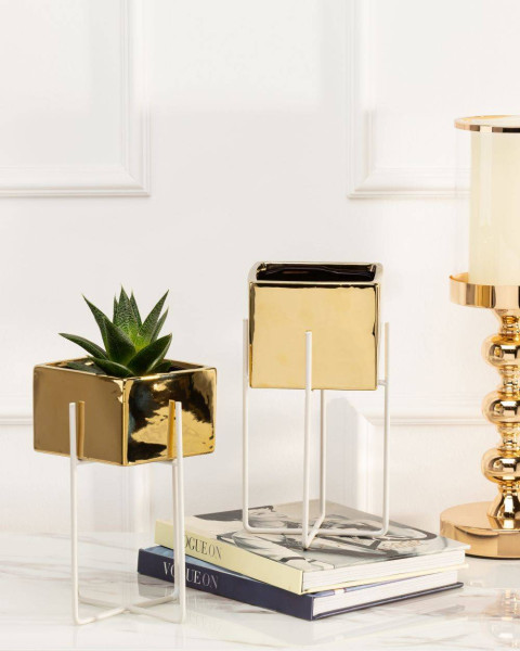 Doniczka Mizu Gold White 21 cm