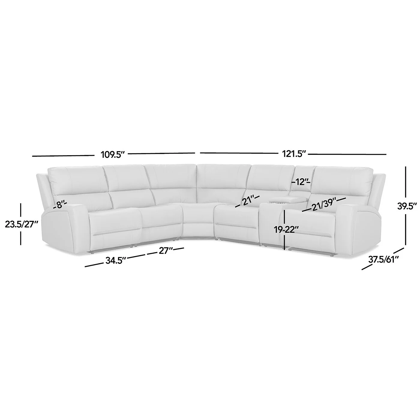 Melbourne 122 Modern Power Motion 6-Piece Reclining Corner Sectional with Cup Holders