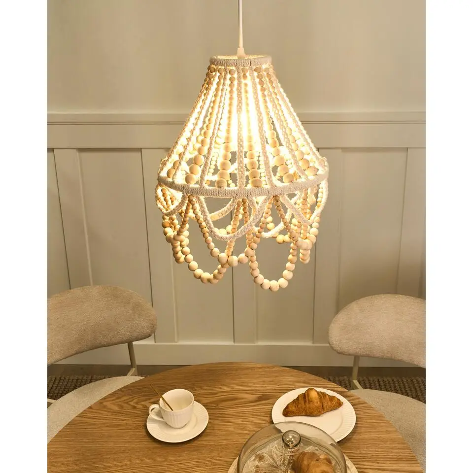 MENIK - Kroonluchter - Lichtbruin - Rubberhout