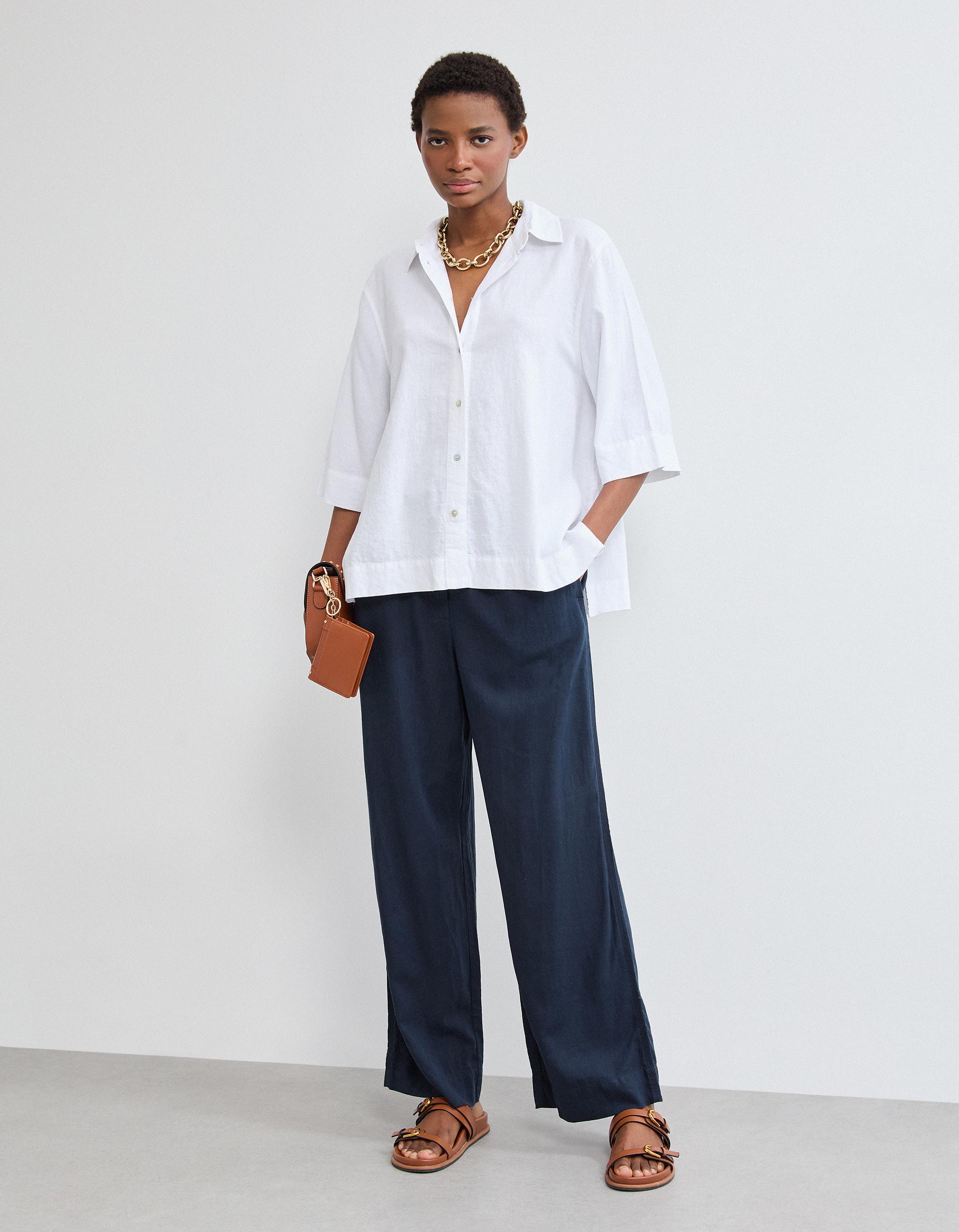 Camisa com Linho, Mulher, Branco