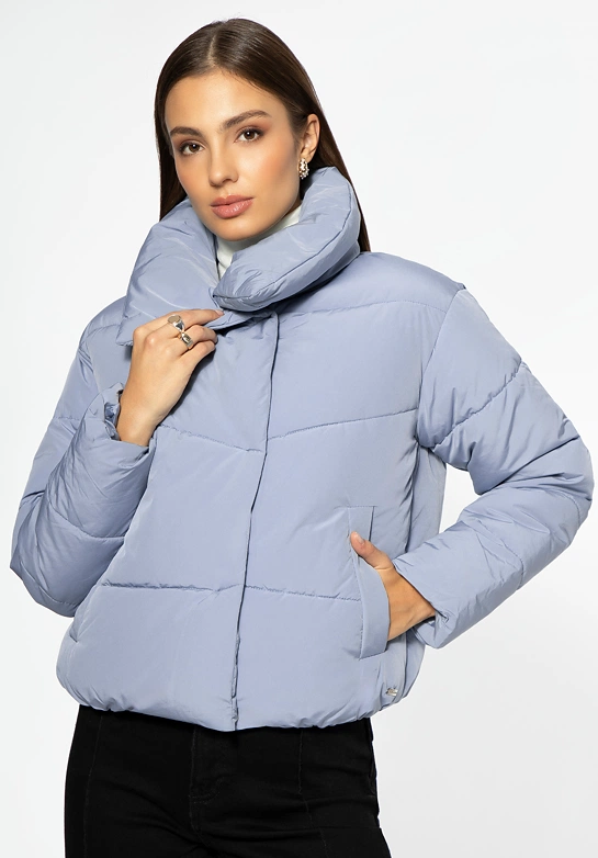 Damska kurtka oversize pikowana niebieska