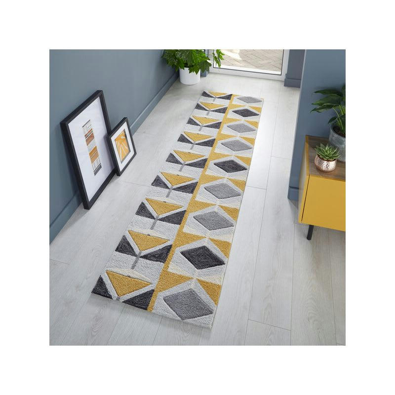 KODIAC - Tapis de couloir en polyester ocre 60 x 230
