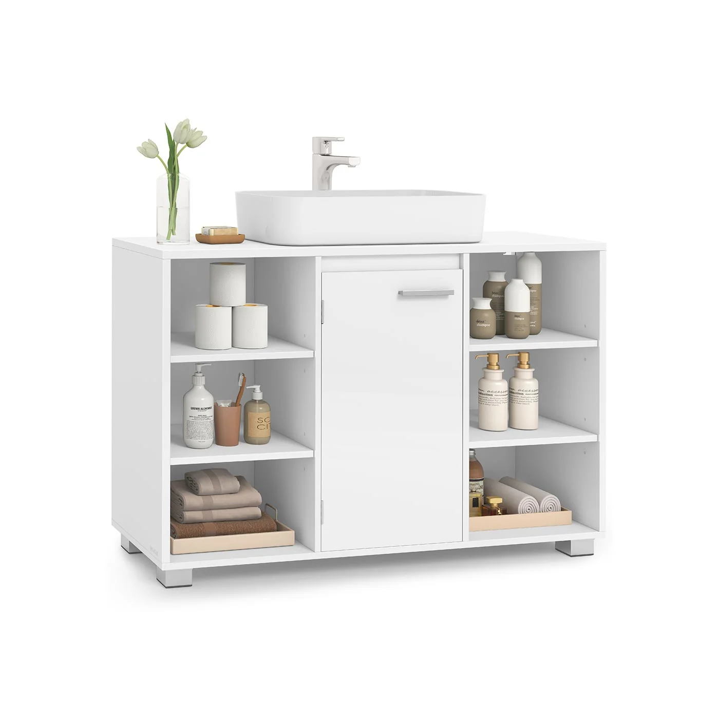 Meuble sous lavabo moderne avec étagères réglables