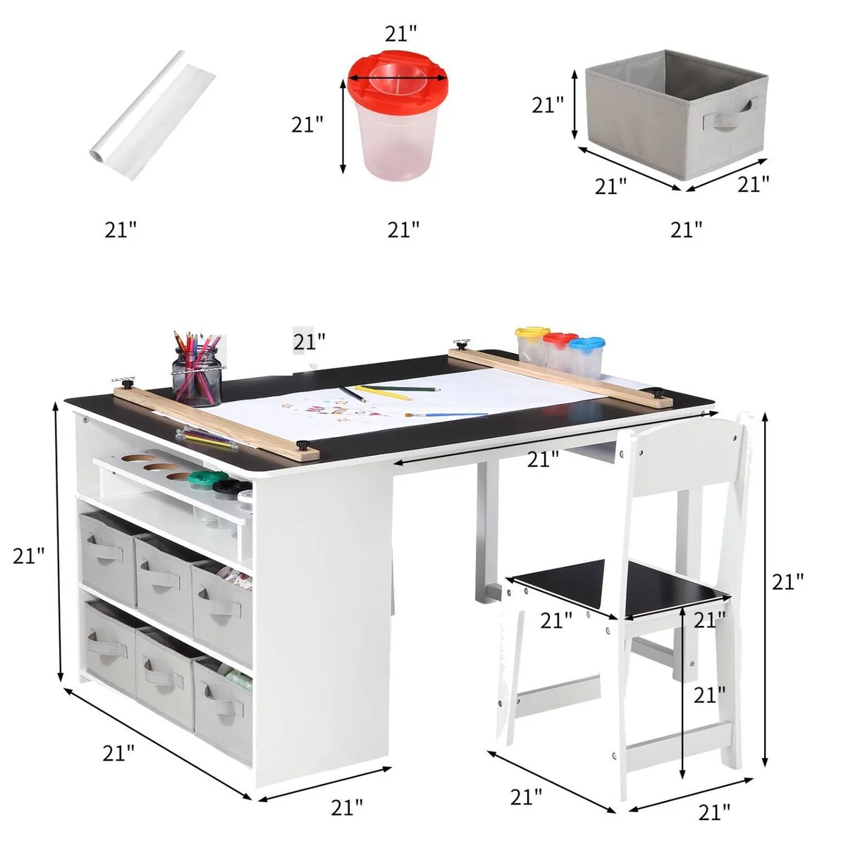 Kids Art Table and Drawing Desk with Large Storage