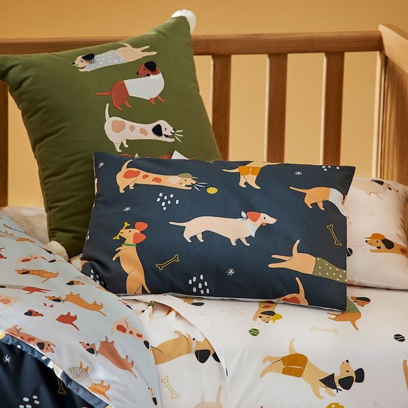 Playful Puppies Cot Navy Quilt Cover Set