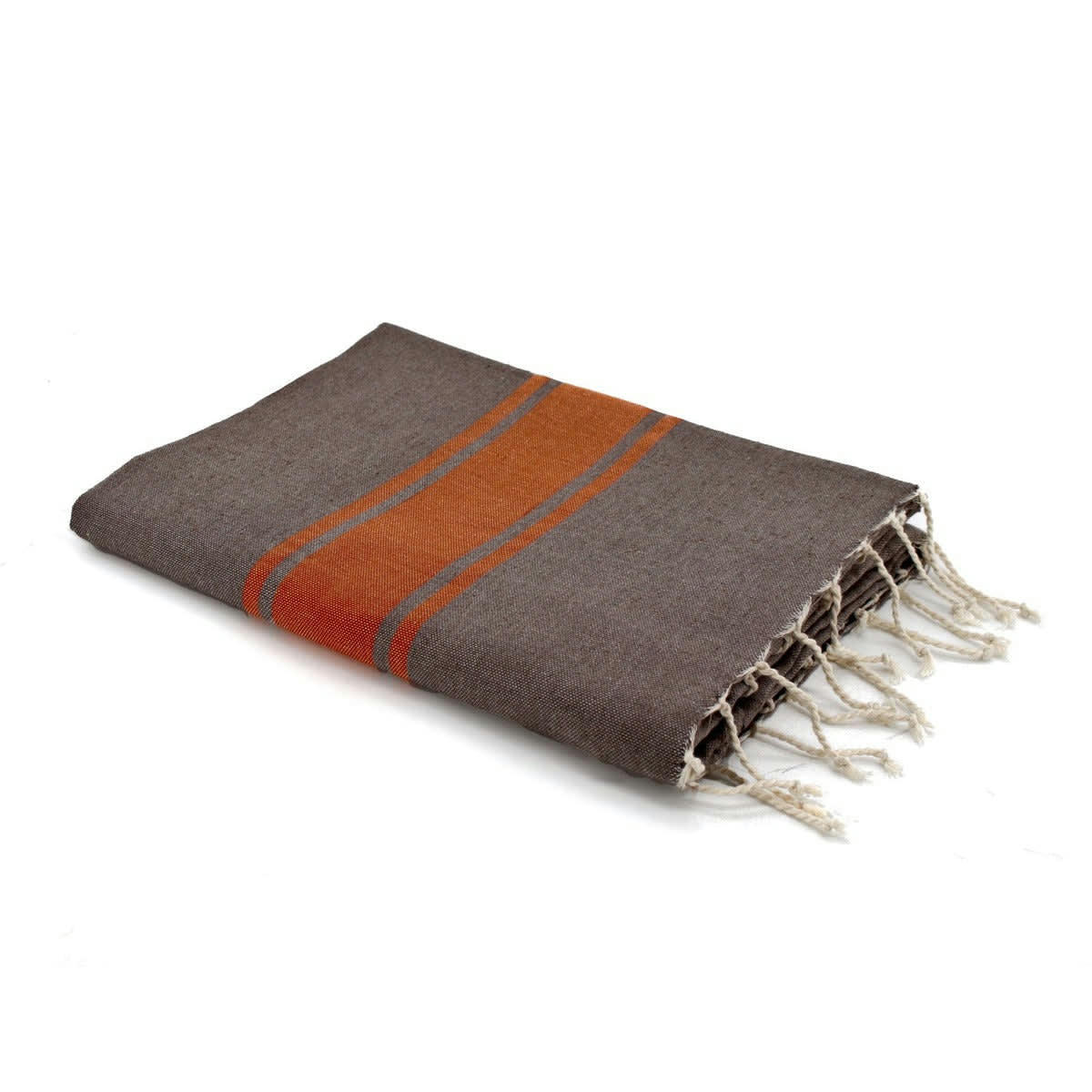 ST TROPEZ - Fouta bicolore coton  100x200 moka / écrevisse