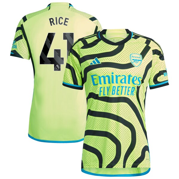 Declan Rice Arsenal adidas 2023/24 Away Replica Player Jersey - Yellow/Green