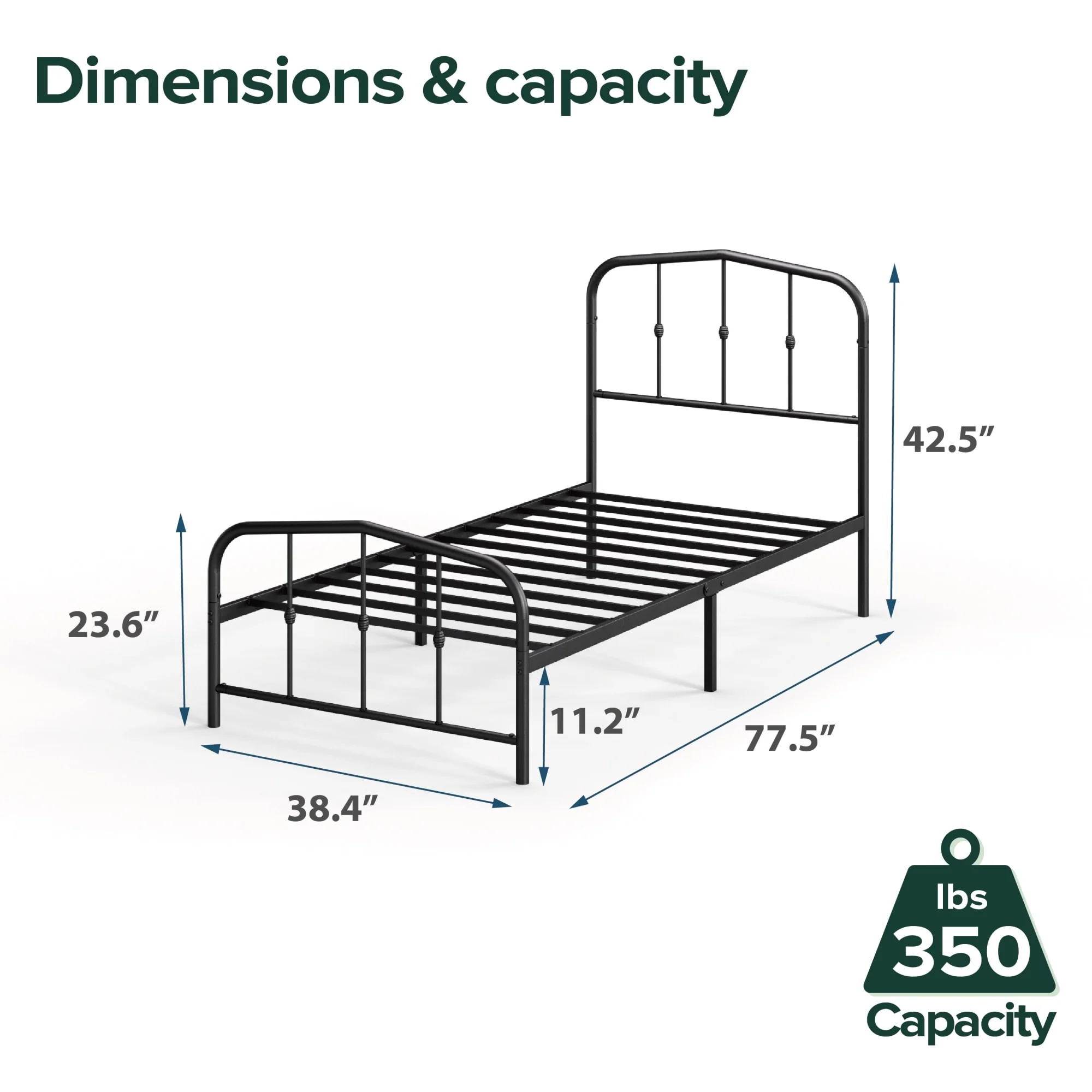 Priage by ZINUS Traditional Metal Platform Bed Frame