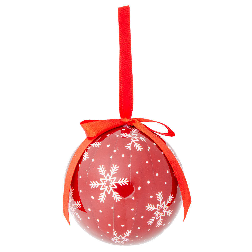 Boule de No&euml;l style traditionnel rouge et blanc Ø8cm - 2 modèles