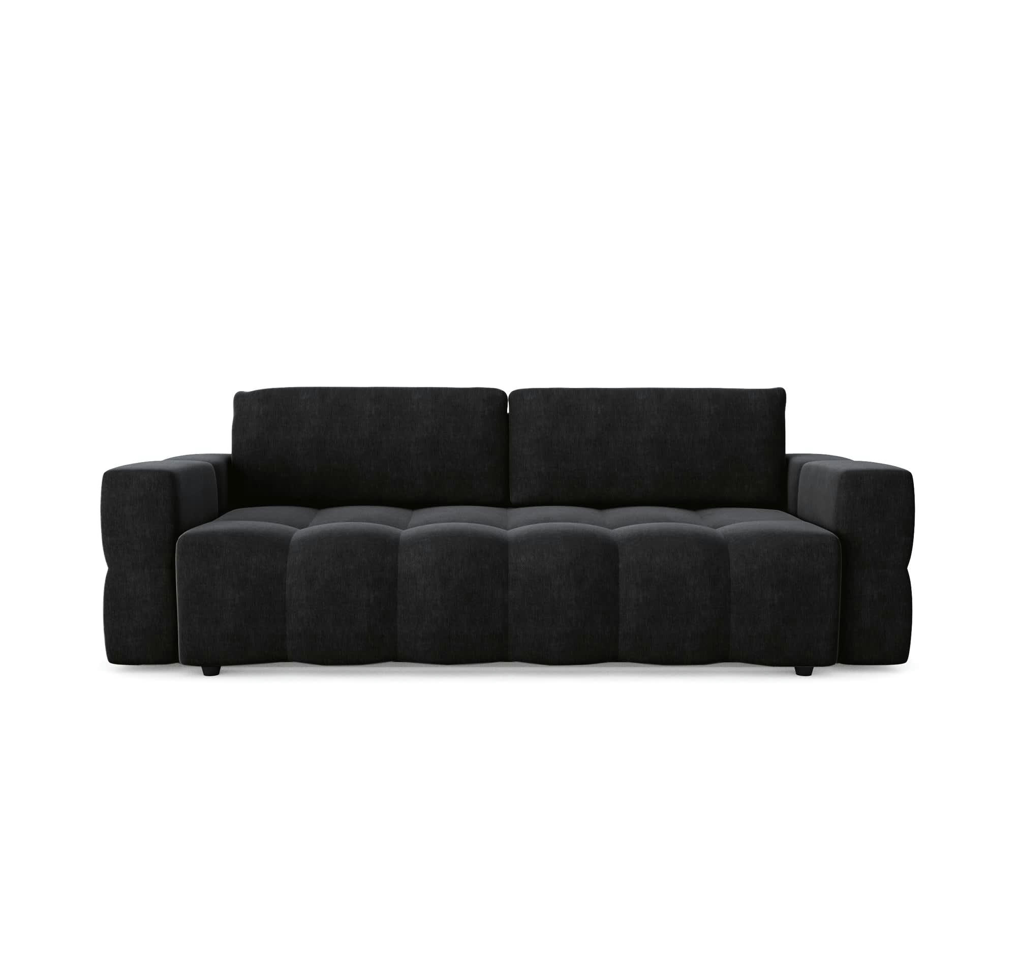 GABRIEL - Canapé 4 places convertible coffre noyer velours noir