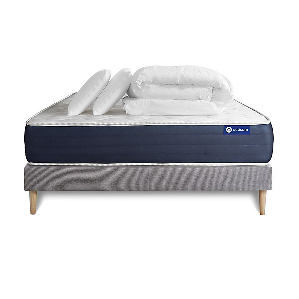 Pack sommier kit matelasLatex et mémoire de forme avec couette et oreillers