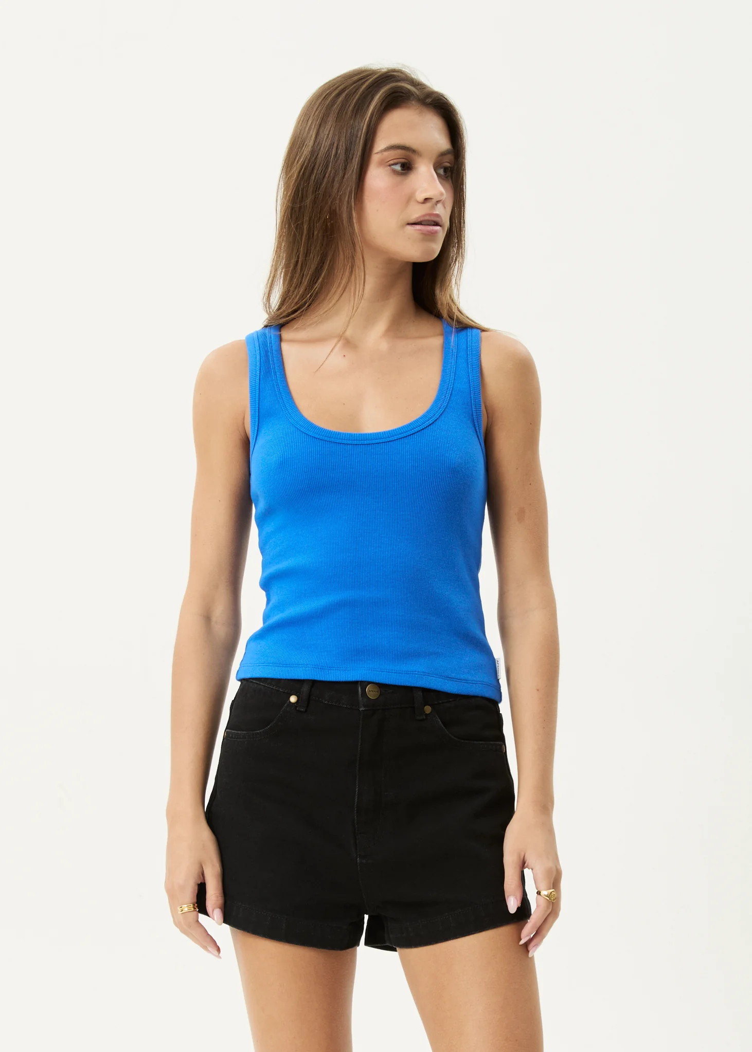 AFENDS Womens Layden - Rib Singlet - Marina