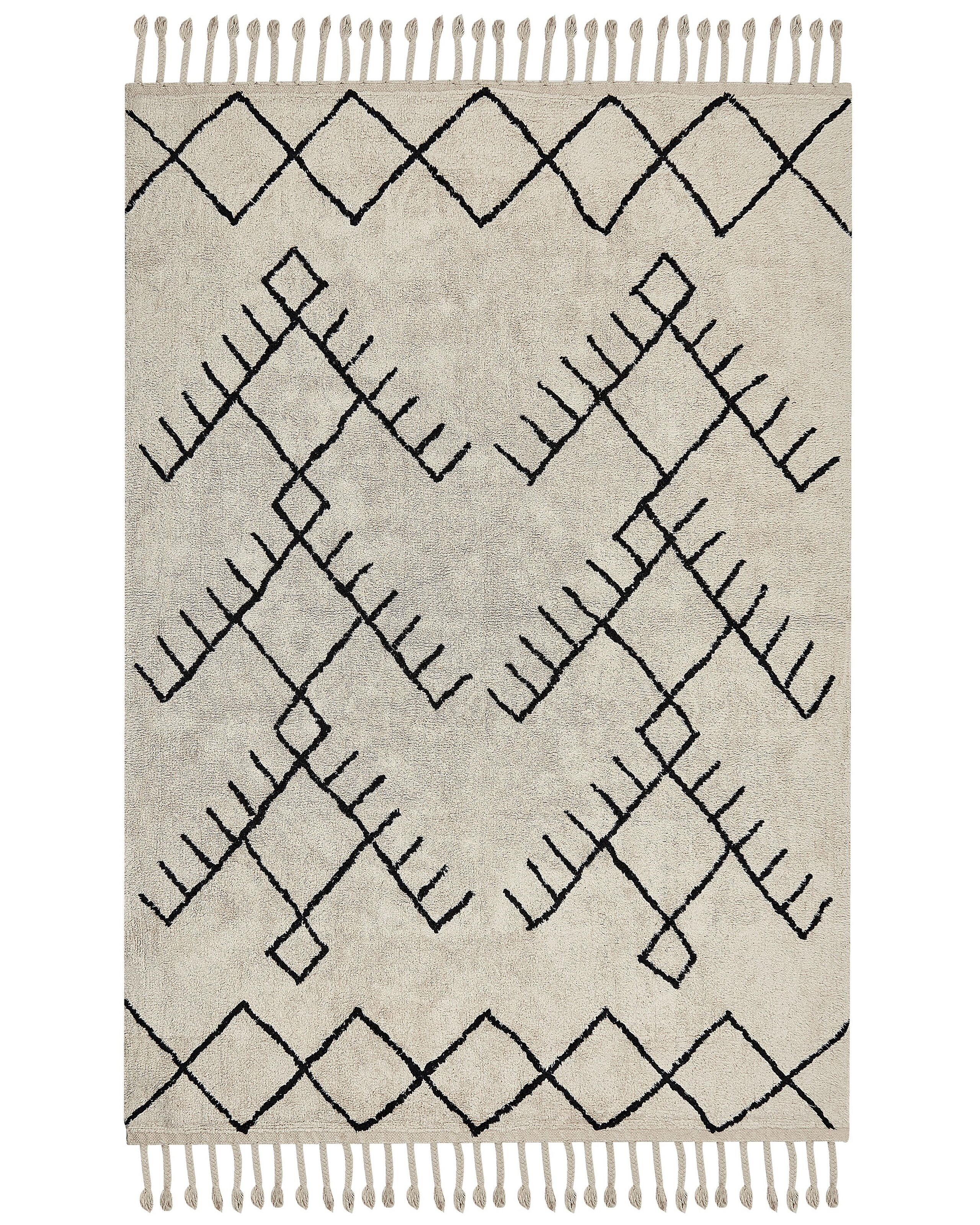 Dywan bawełniany 160x230 cm beżowo-czarny