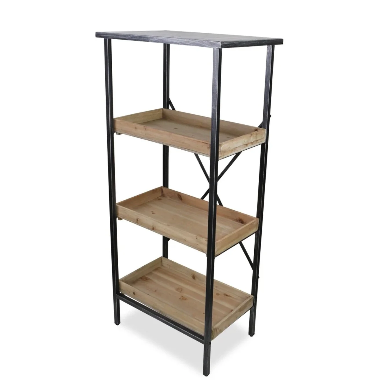 49 Brown and Silver Free Standing 4 Tire Storage Rack with Shelves