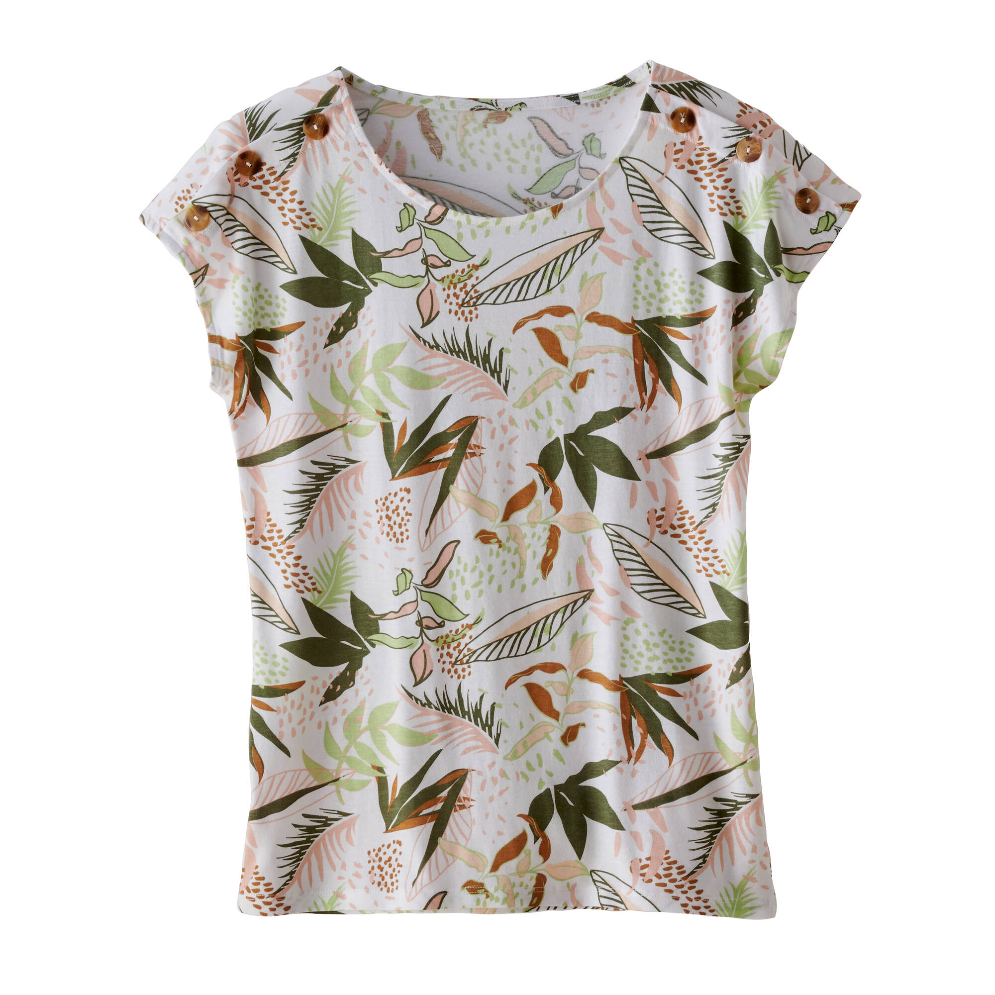 T-shirt col rond imprimé tropical