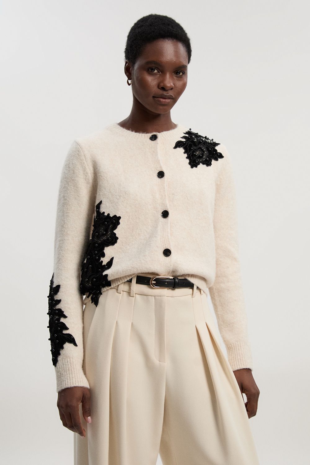 KarenMillen Lace Embellished Cosy Knit Cardigan
